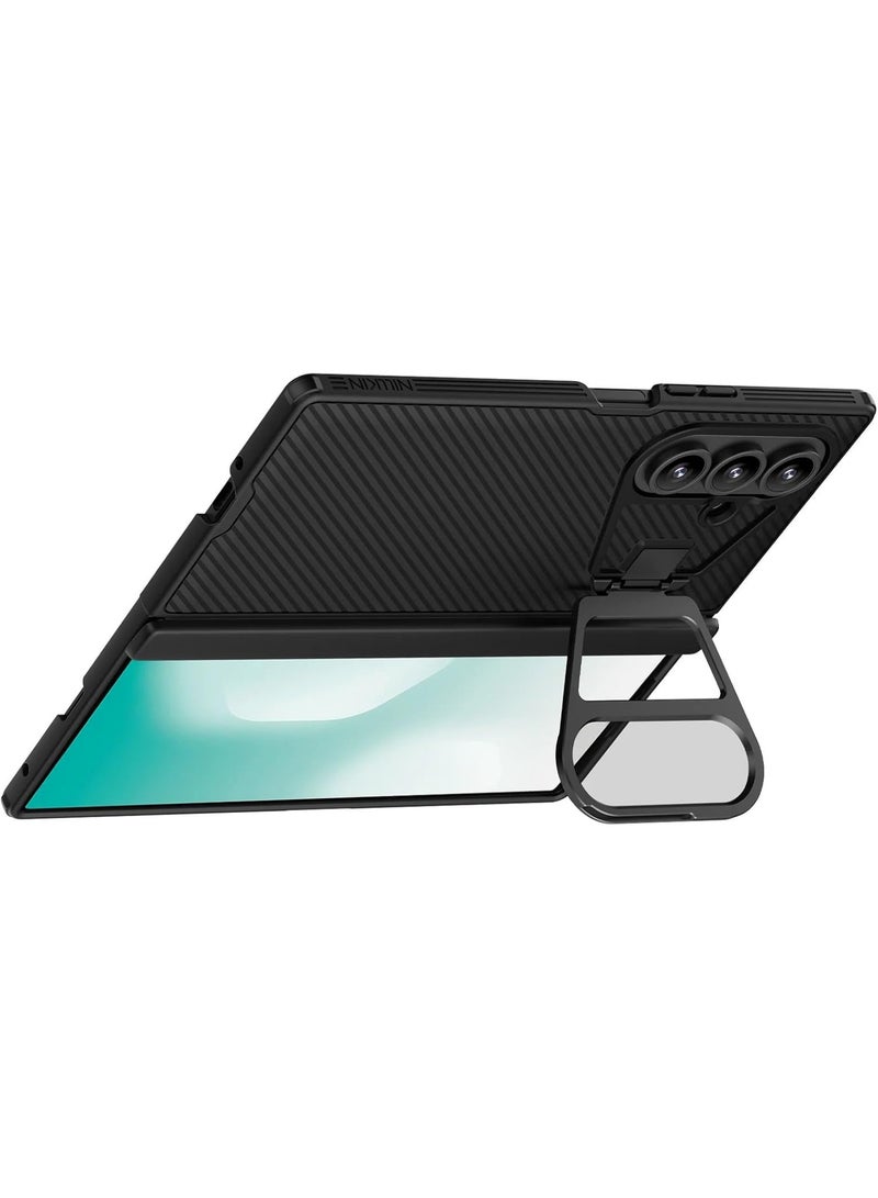 Nillkin CamShield Prop Transparent Lens Guard Edition Case for Samsung Galaxy Z Fold 7 – Clear Dual-Shell Armor with Flip-Style Camera Cover, Hidden Kickstand & Full Drop Protection – Black - Image 2